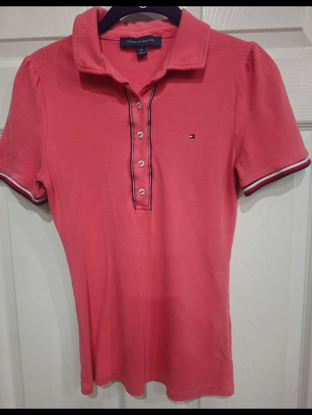 Tommy Hilfiger Coral Short-Sleeve Button Polo with Contrast Trim
